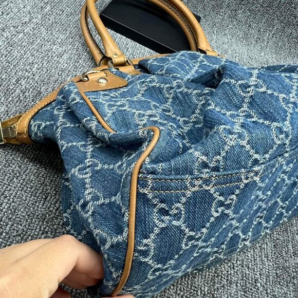 100% AUTHENTIC GUCCI GG CANVAS LEATHER SUKEY SHOULDER BAG - Picture 6 of 14